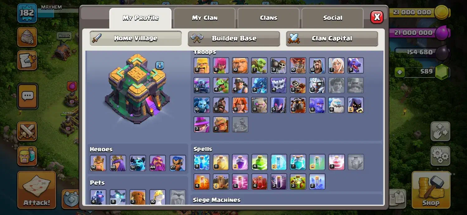 اکانت کلش تان هال ۱۴ فول مکس، مخصوص اتک وار|کنسول، بازی ویدئویی و آنلاین|تهران, فردوسی|دیوار