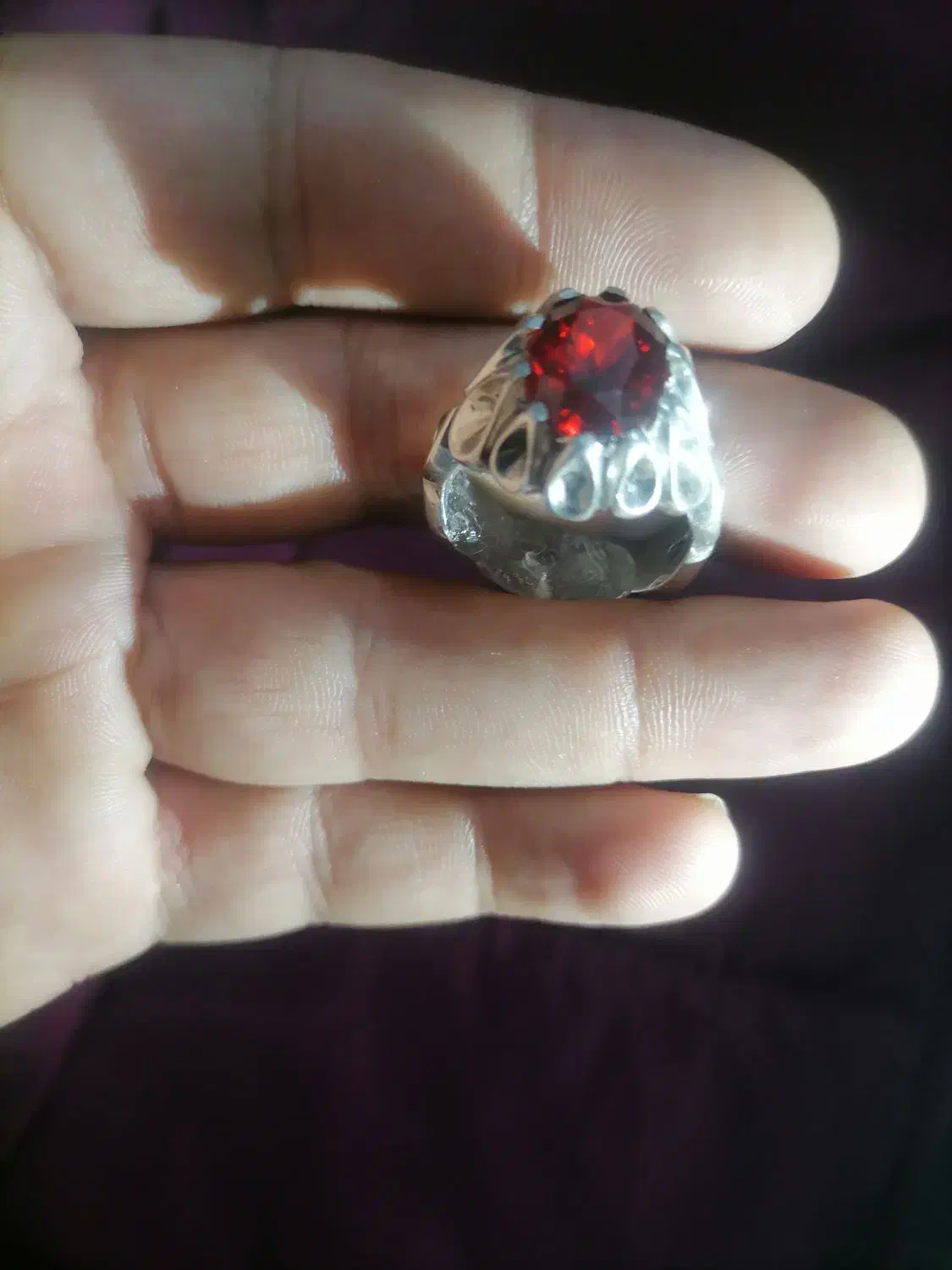 انگشتر نقره نگین گارنت سرخ|جواهرات|کرمان, |دیوار