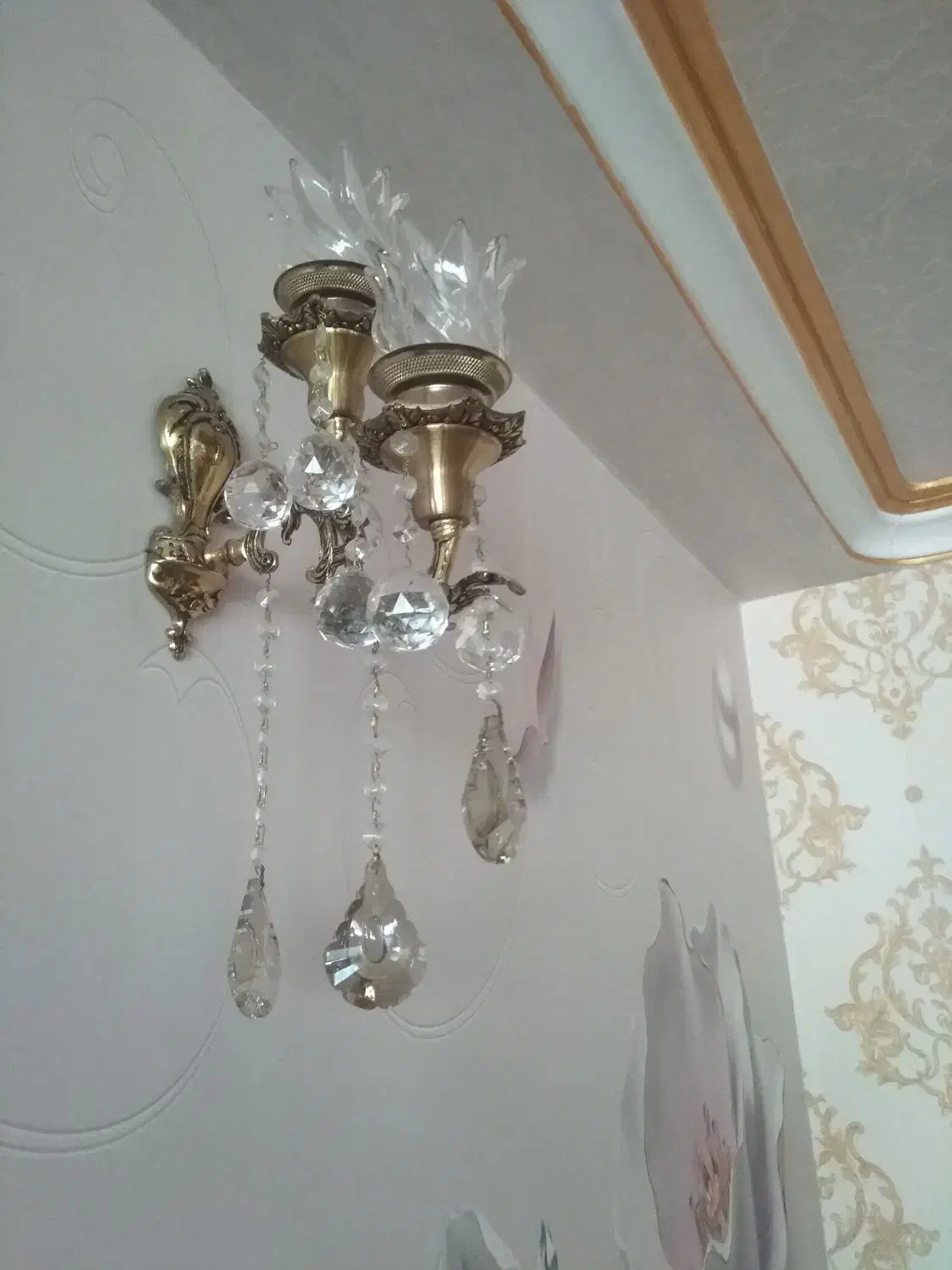 2 عدد برنز دیوار کوب|لوستر و چراغ آویز|میانه, |دیوار