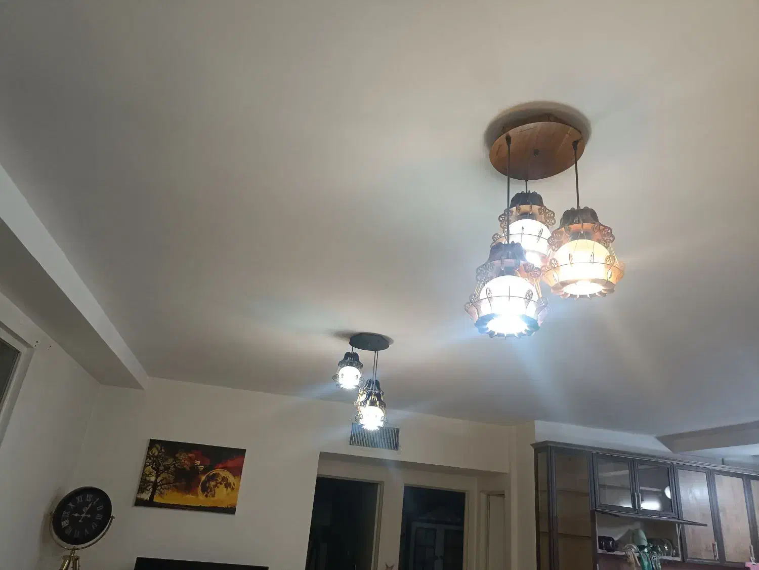 2عدد لوستر چوبی 3 شعله سالم|لوستر و چراغ آویز|محمدشهر, ولدآباد|دیوار