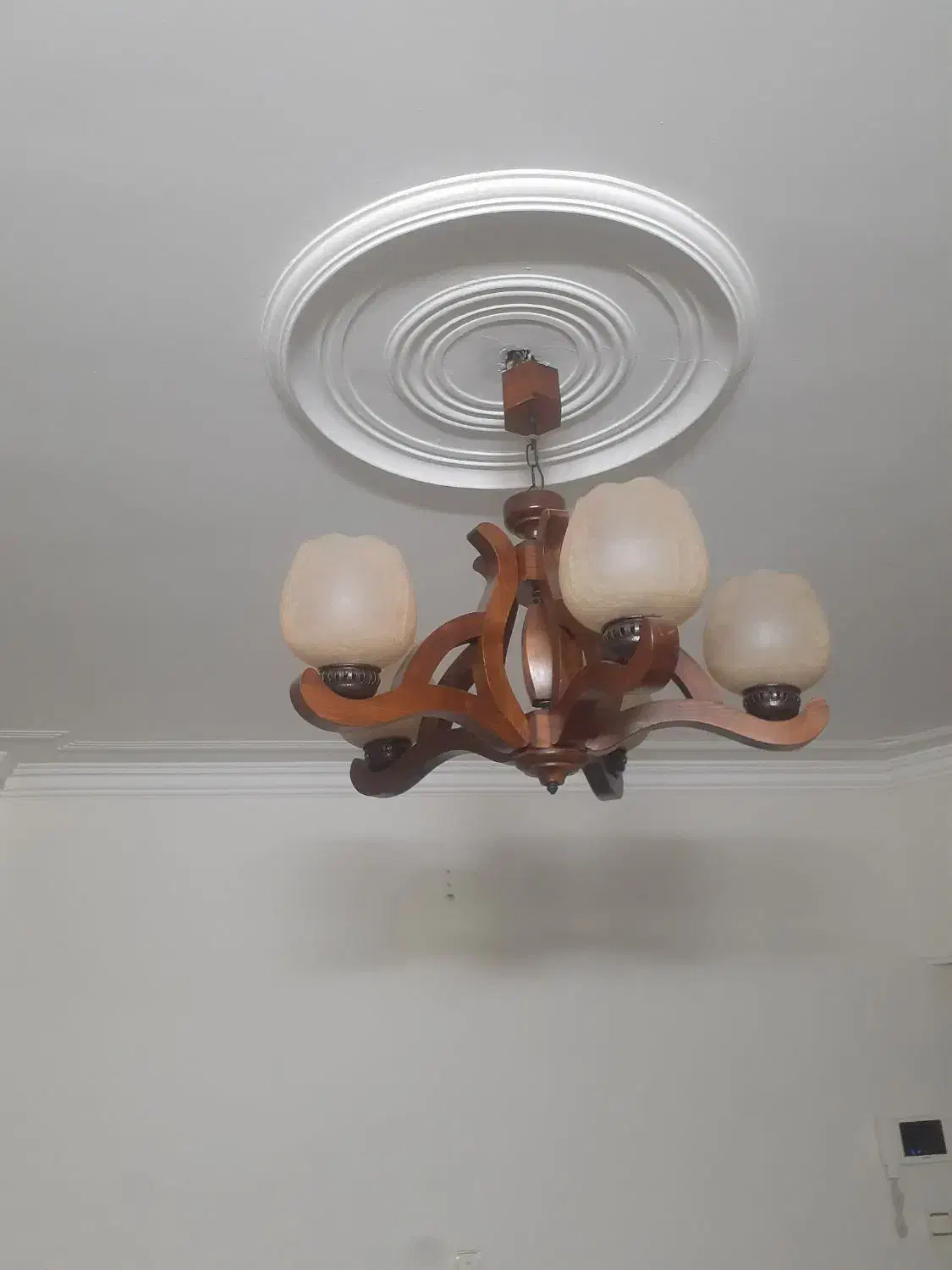 لوستر چوبی ۵ شاخه پادرا|لوستر و چراغ آویز|اراک, |دیوار