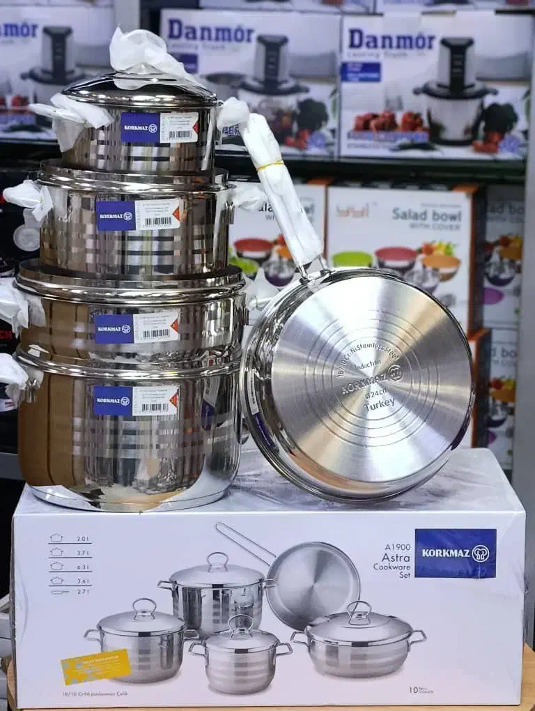 سرویس قابلمه استیل 9پارچه کرکماز اصل ترکیه|ظروف پختوپز|گرگان, |دیوار