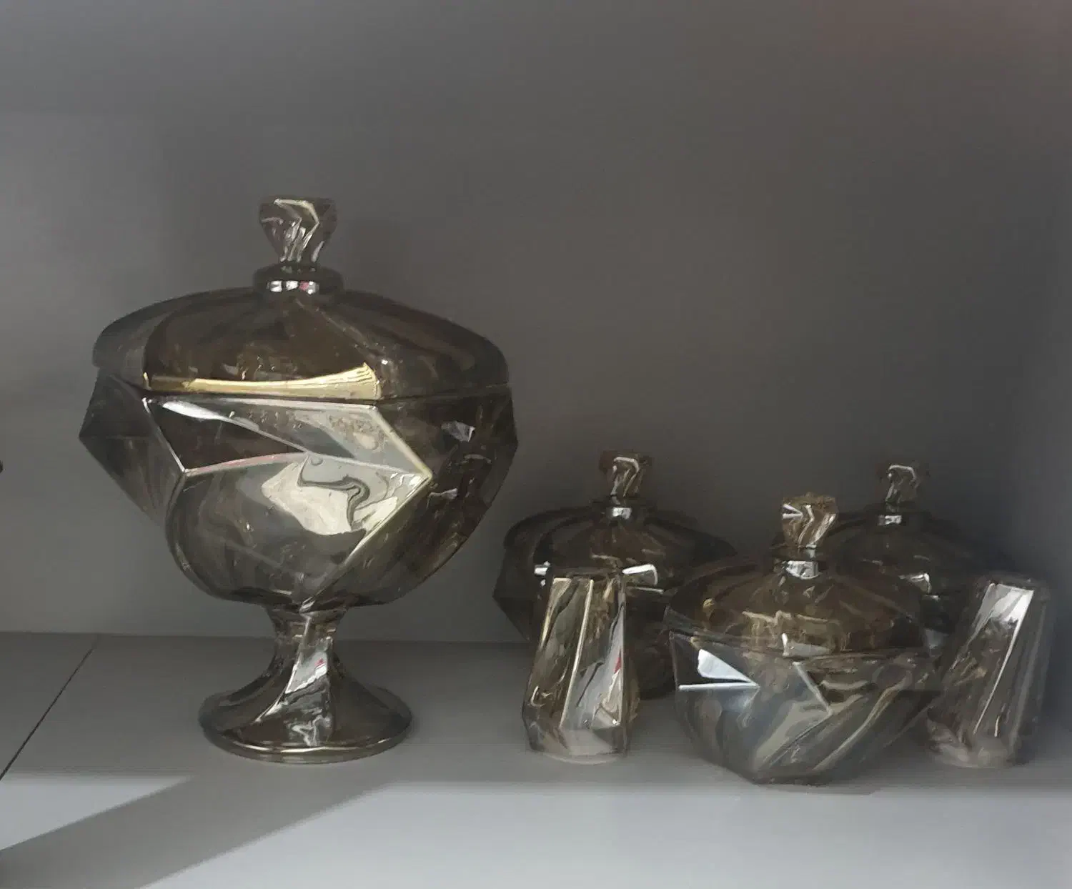 سرویس آجیل خوری ماکائو شامپاین کریستال خارجی|ظروف سرو و پذیرایی|قم, باغ شریفی|دیوار