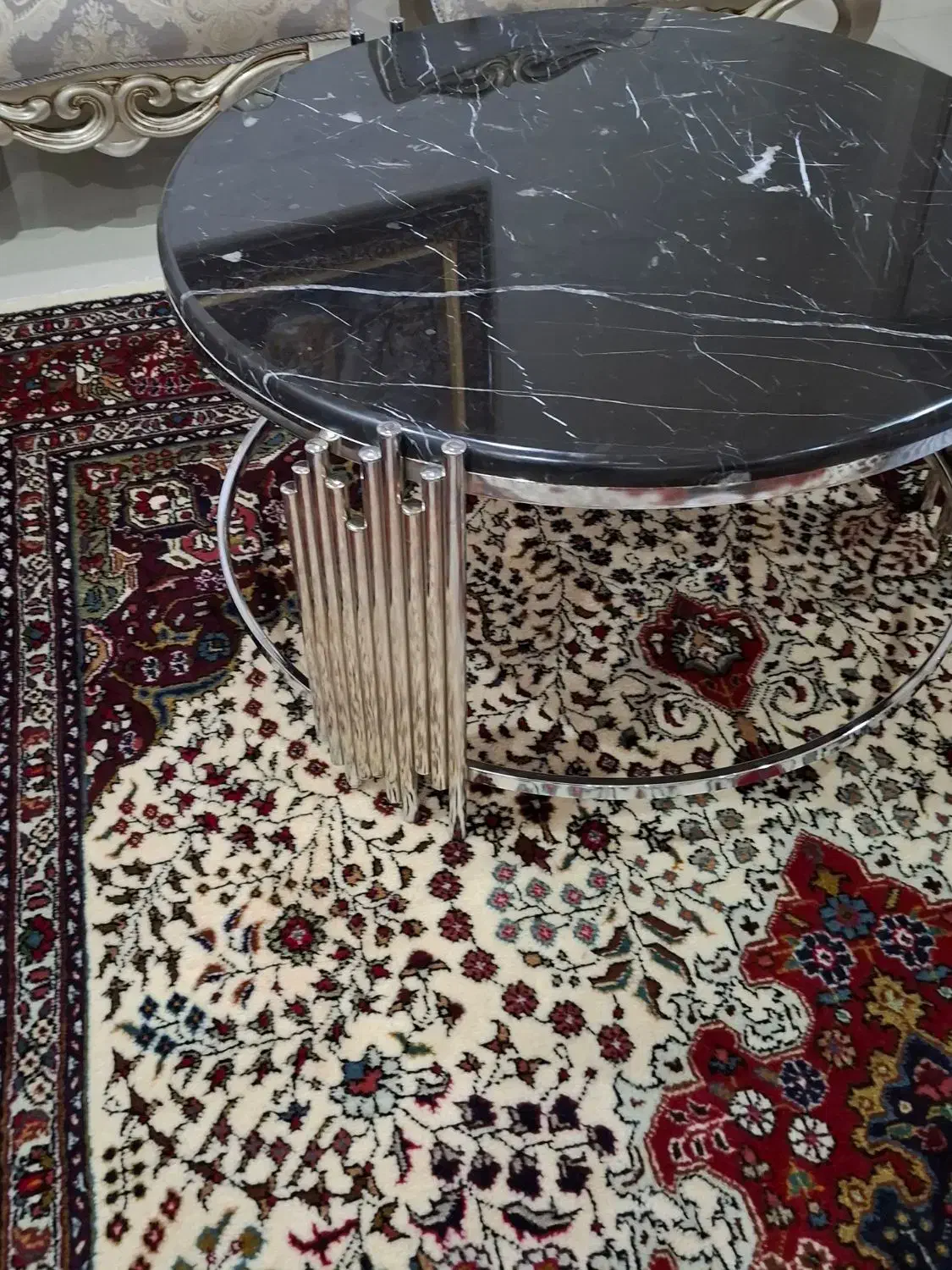 جلو مبلی استیل با رویه سنگ گرانیت با سه عدد عسلی|مبلمان خانگی و میز عسلی|ارومیه, |دیوار