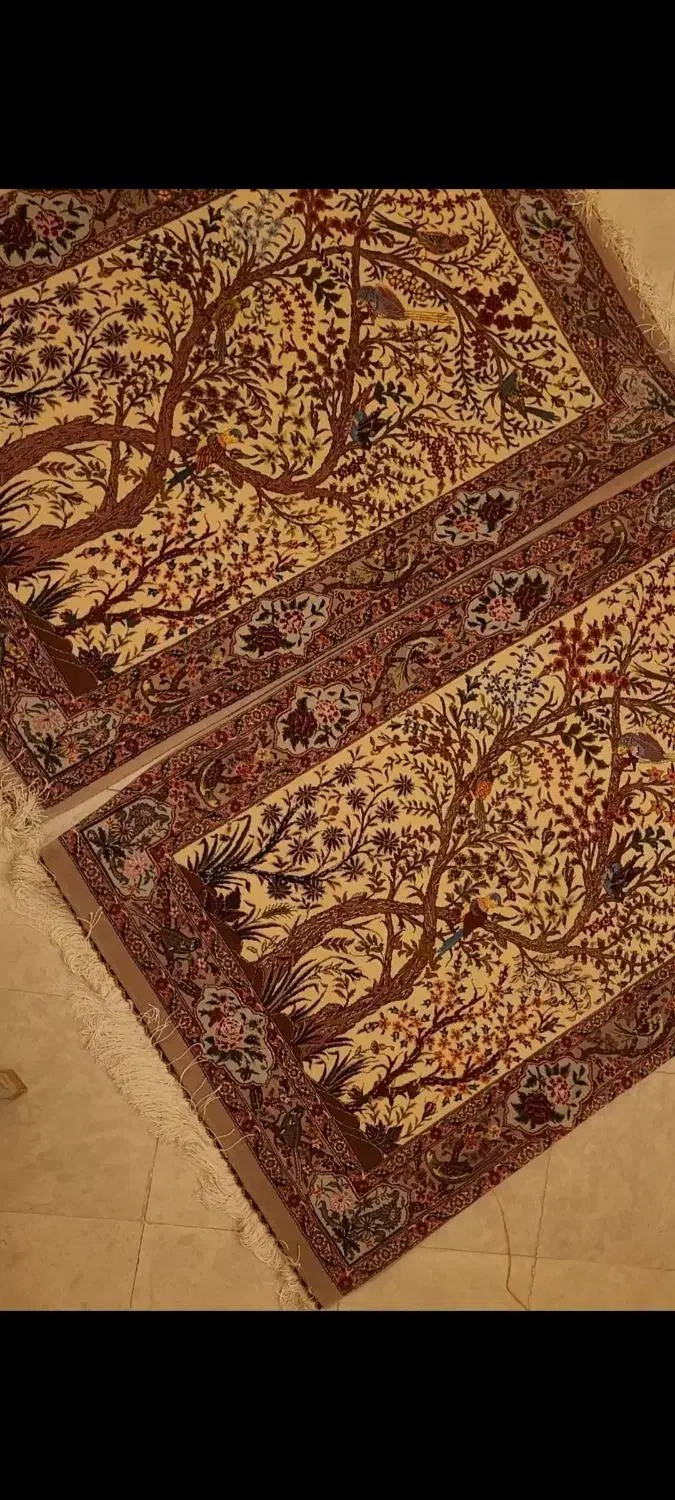 جفت ذرع نیم چله ابریشم دستباف|فرش|همدان, |دیوار