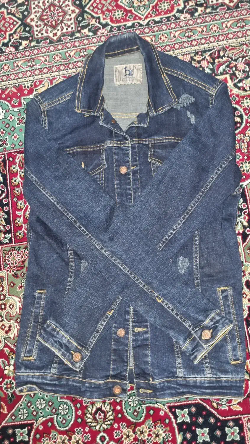 ژاکت جین مردانه با طراحی پارگی دار تزئینی|لباس|قائم‌شهر, |دیوار