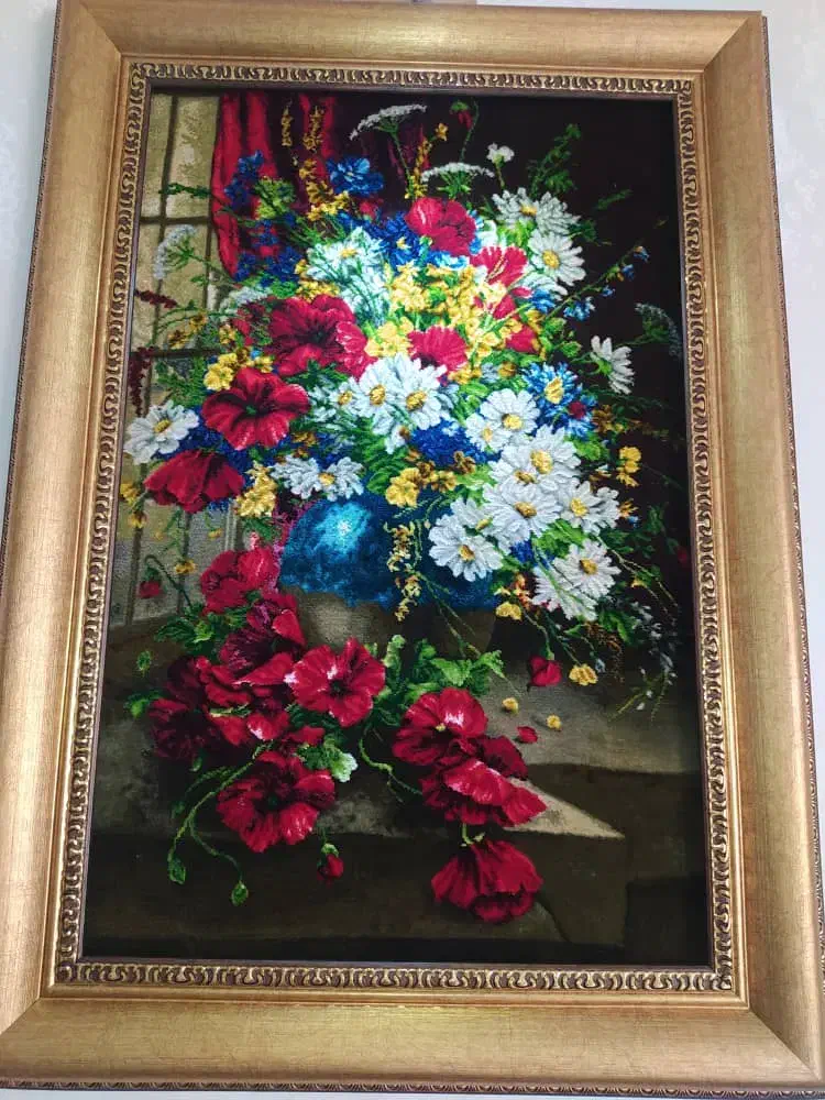 تابلو فرش دستبافت چله ابریشم سایز ۵۲در ۷۵|تابلو فرش|محمدشهر, شهرک پیام (مهرالبرز)|دیوار