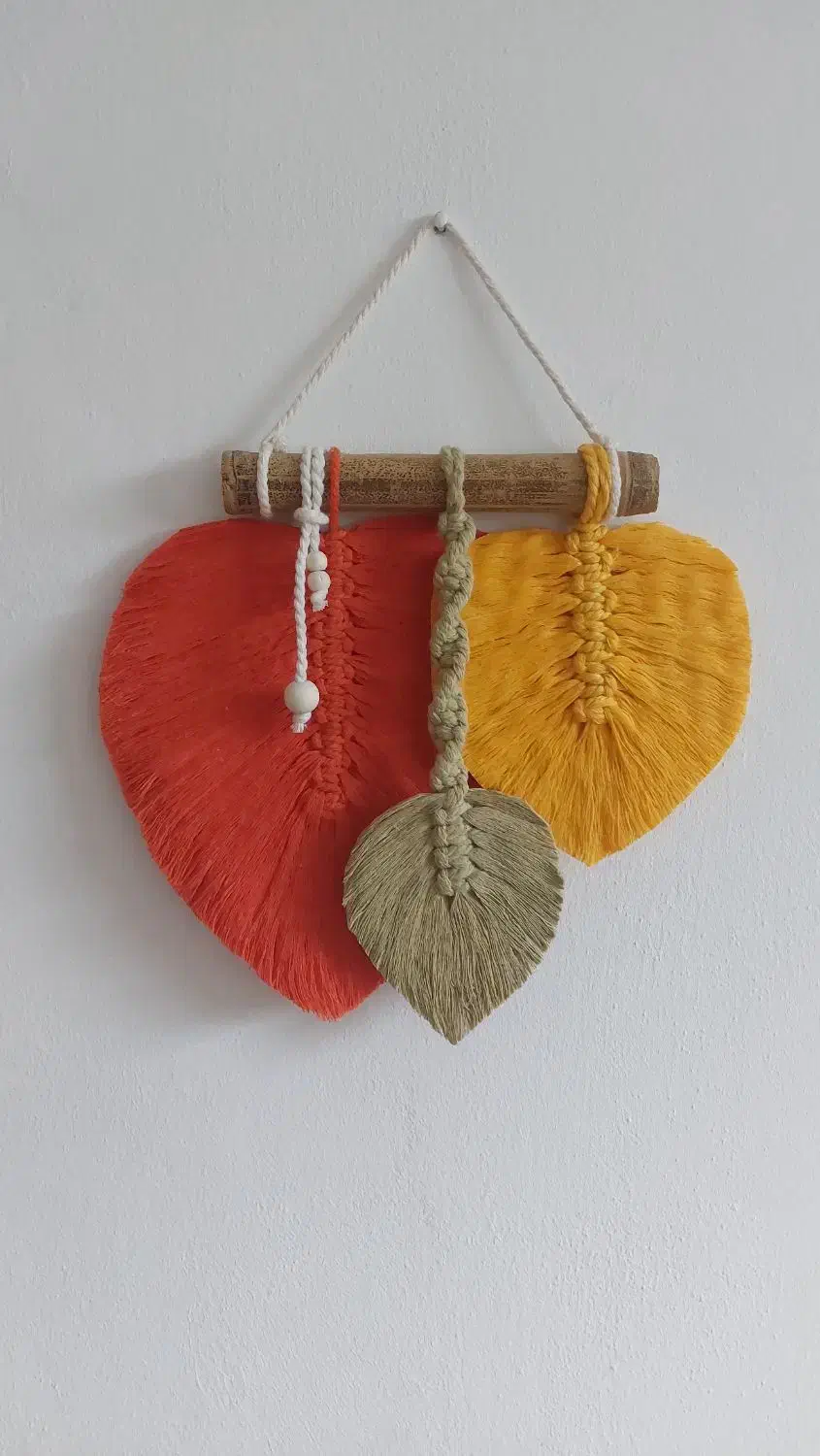 دیوارکوب مکرومه برگ|صنایع دستی و سایر لوازم تزئینی|نوشهر, |دیوار