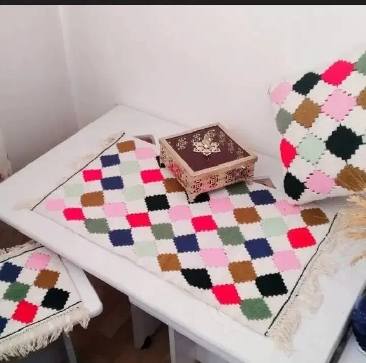 بافت گلیم هایه زیبا وشیک  با نخ کرک|گلیم، جاجیم، گبه|بیجار, |دیوار