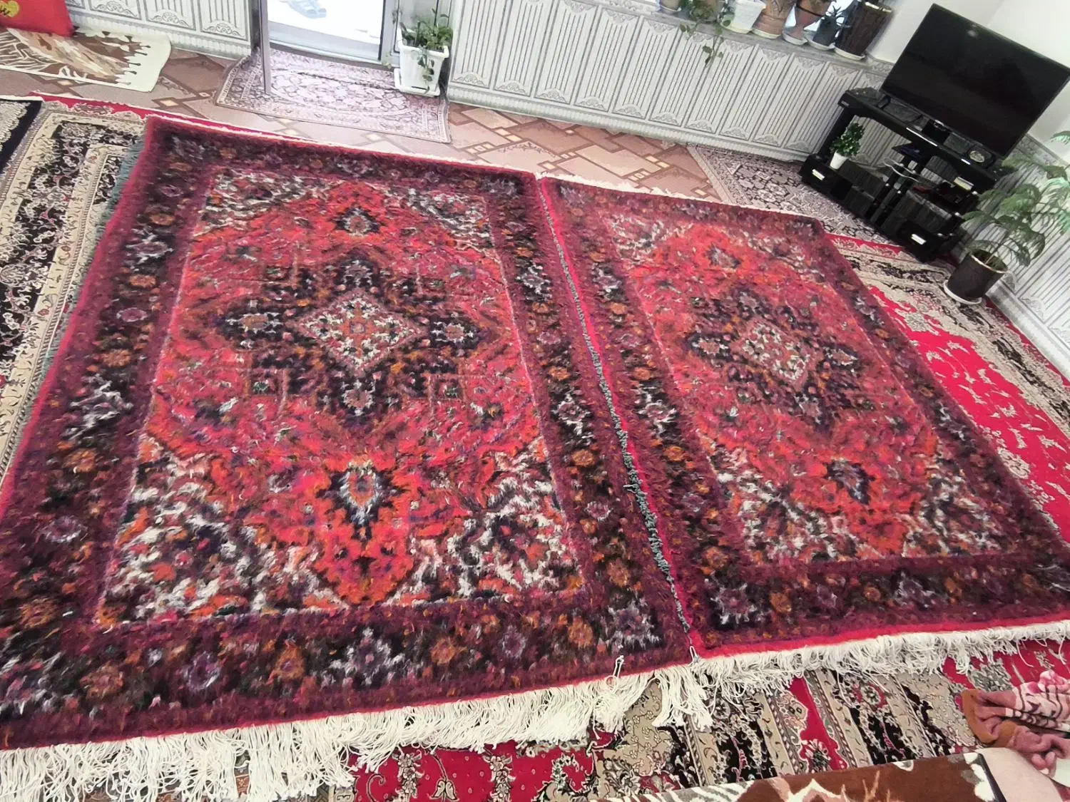 یک جفت فرش دستباف هریس الوار نقشه|فرش|بناب, |دیوار