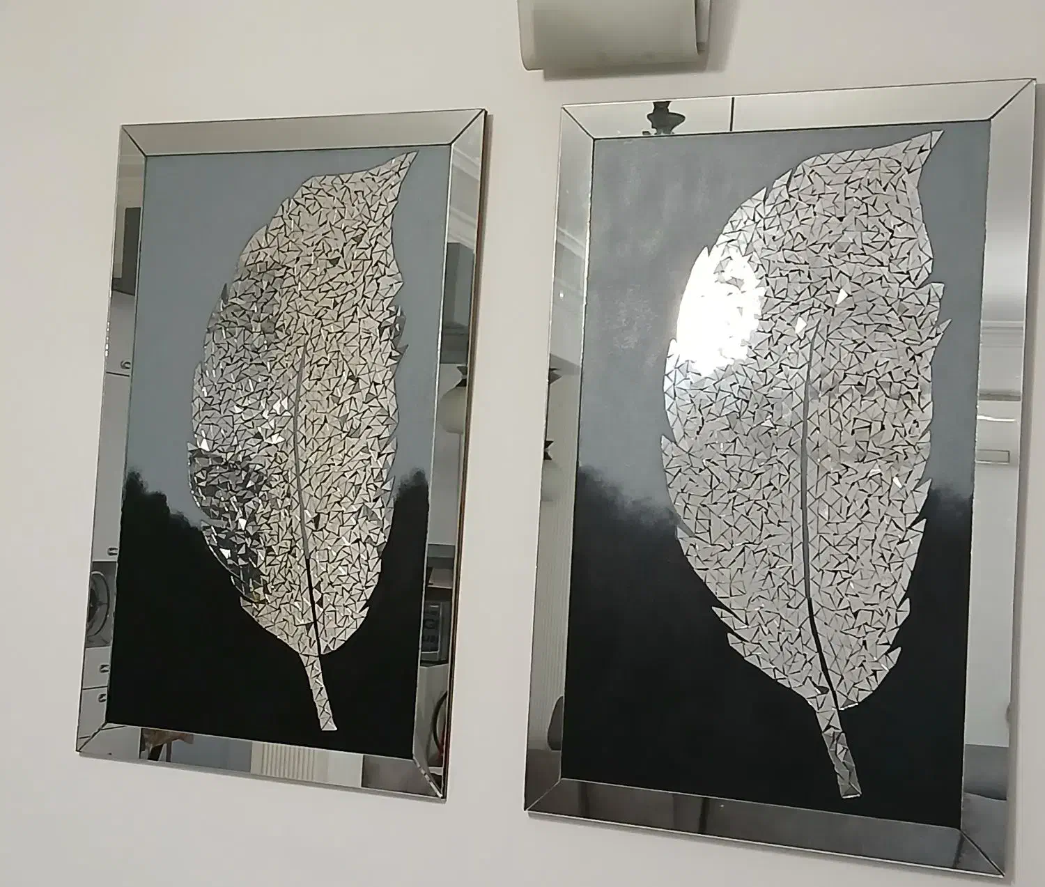 تابلو ایینه کاری طرح پر|صنایع دستی و سایر لوازم تزئینی|بندر انزلی, معلم|دیوار