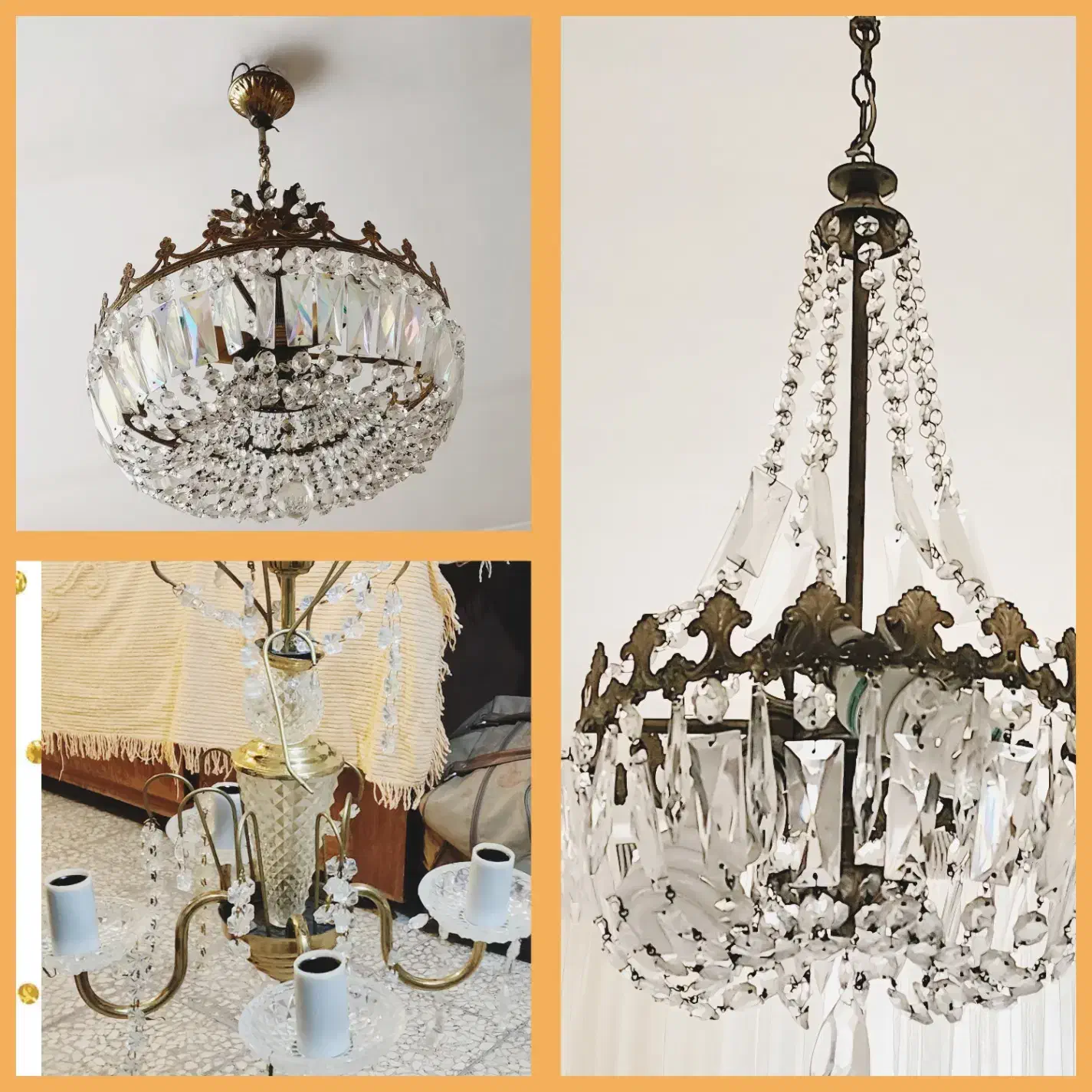 لوستر برنجی و کریستالی|لوستر و چراغ آویز|تهران, مجیدیه|دیوار