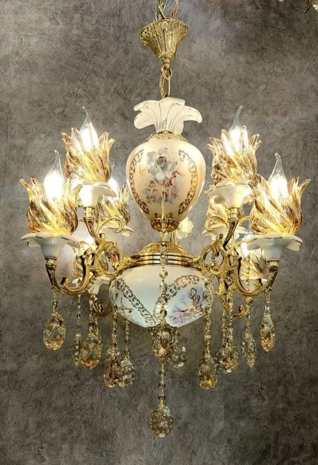 لوستر۸شعله برنزی مدل باراکات(ضمانت کتبی)|لوستر و چراغ آویز|نسیم‌شهر, |دیوار