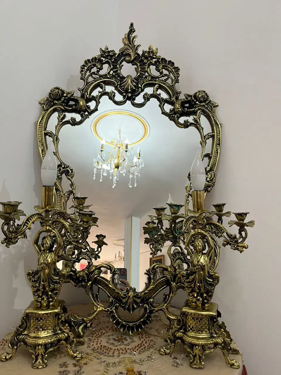 آینه و شعمدان قدیمی برنز|آینه|تهران, جوادیه|دیوار