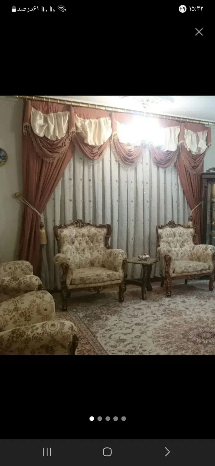 پرده فلت ۴ متری با چوب پرده و گل میخ سالم|پرده، رانر، رومیزی|کرمانشاه, |دیوار