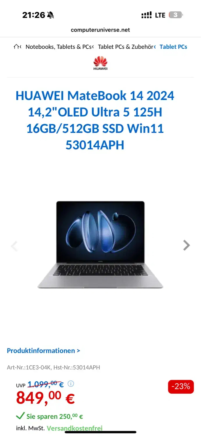 لبتاب هواوی مدل matebook14 (اورجینال)|رایانه همراه|شیراز, فرهنگ شهر|دیوار