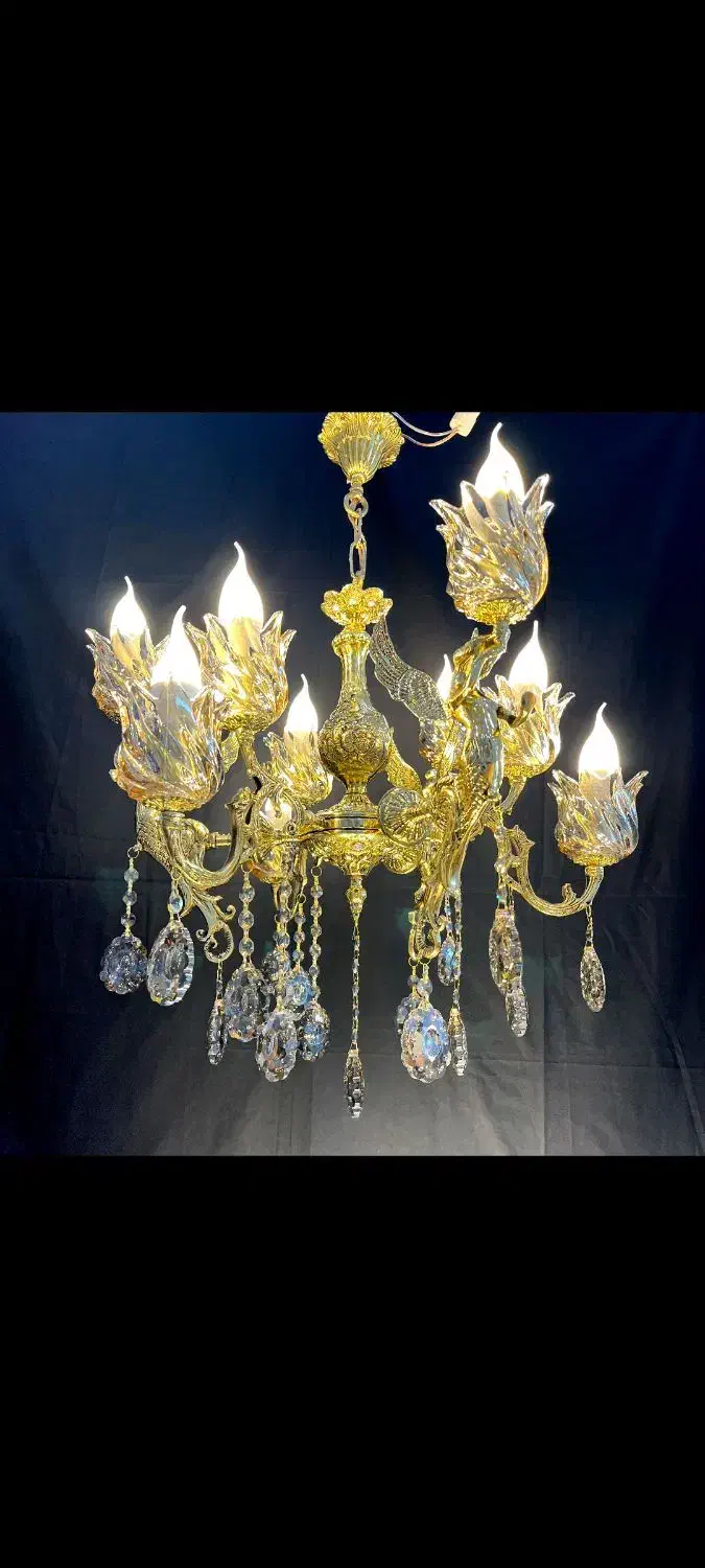 لوسترسازاسکای برنج ضمانت شاخه برنجی9شعله سرپیچlo77|لوستر و چراغ آویز|تهران, نعمت‌آباد|دیوار