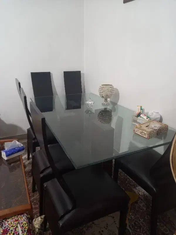 میز ناهارخوری ۶نفره چرم و چوبی|میز و صندلی غذاخوری|مشهد, چهارچشمه|دیوار