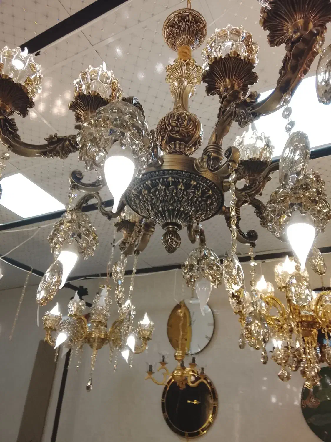 لوستر۱۲شعله برنزی|لوستر و چراغ آویز|تبریز, |دیوار