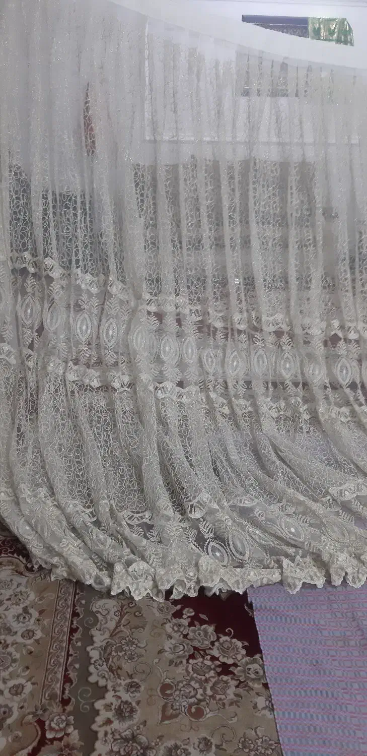 پرده تور نباتی رنگ|پرده، رانر، رومیزی|کاشان, مفتح|دیوار