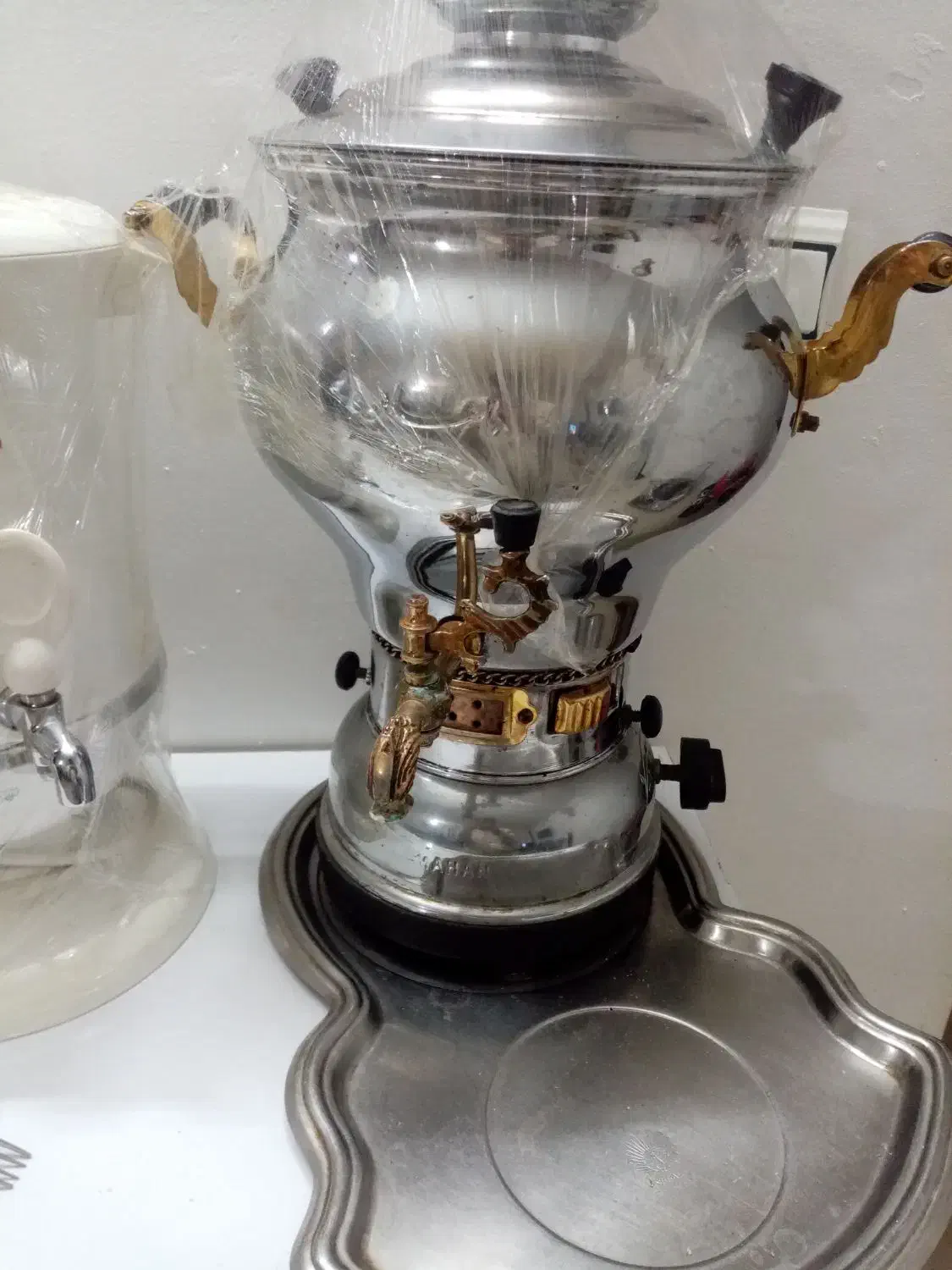 سماور گازی جنس قدیم برنجی مارک ماهان|سماور، چای‌ساز، قهوه‌ساز|گلبهار, شهر جدید گلبهار|دیوار