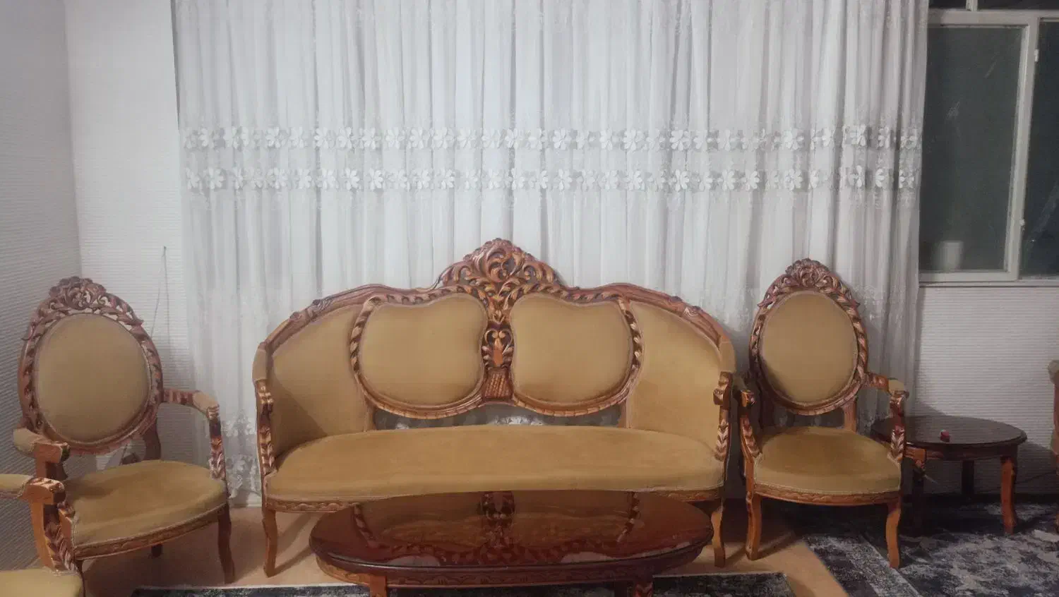 مبل استیل 9 نفره چوب گردو|مبلمان خانگی و میز عسلی|باغستان, |دیوار