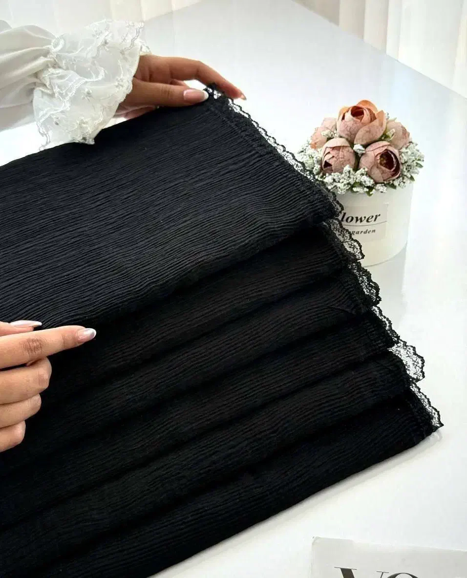 شال مشکی کرپ حاشیه گیپور|لباس|محمودآباد, |دیوار