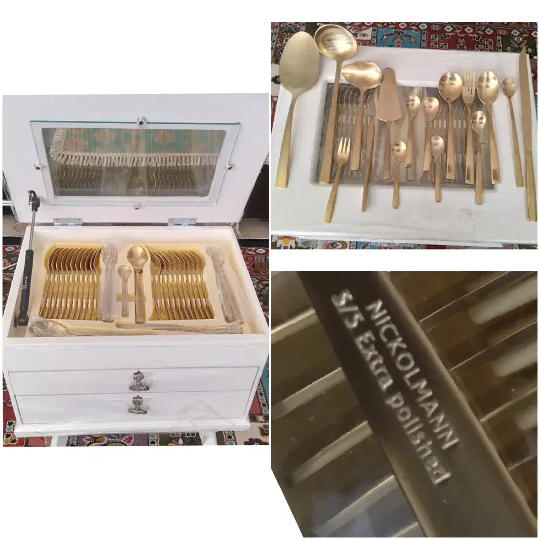 قاشق چنگال۲۴ نفره۱۴۳پارچه نیکولمن آلمان طلایی اصل|ظروف سرو و پذیرایی|شیراز, شهرک گلستان|دیوار
