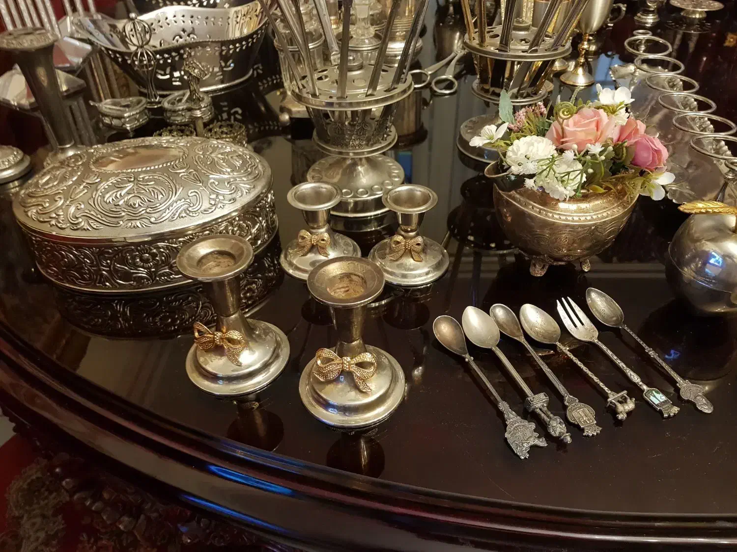 تعدادی ظروف سیلور پلیت و نوربلین انگلیسی آنتیک|ظروف سرو و پذیرایی|تهران, آسمان|دیوار