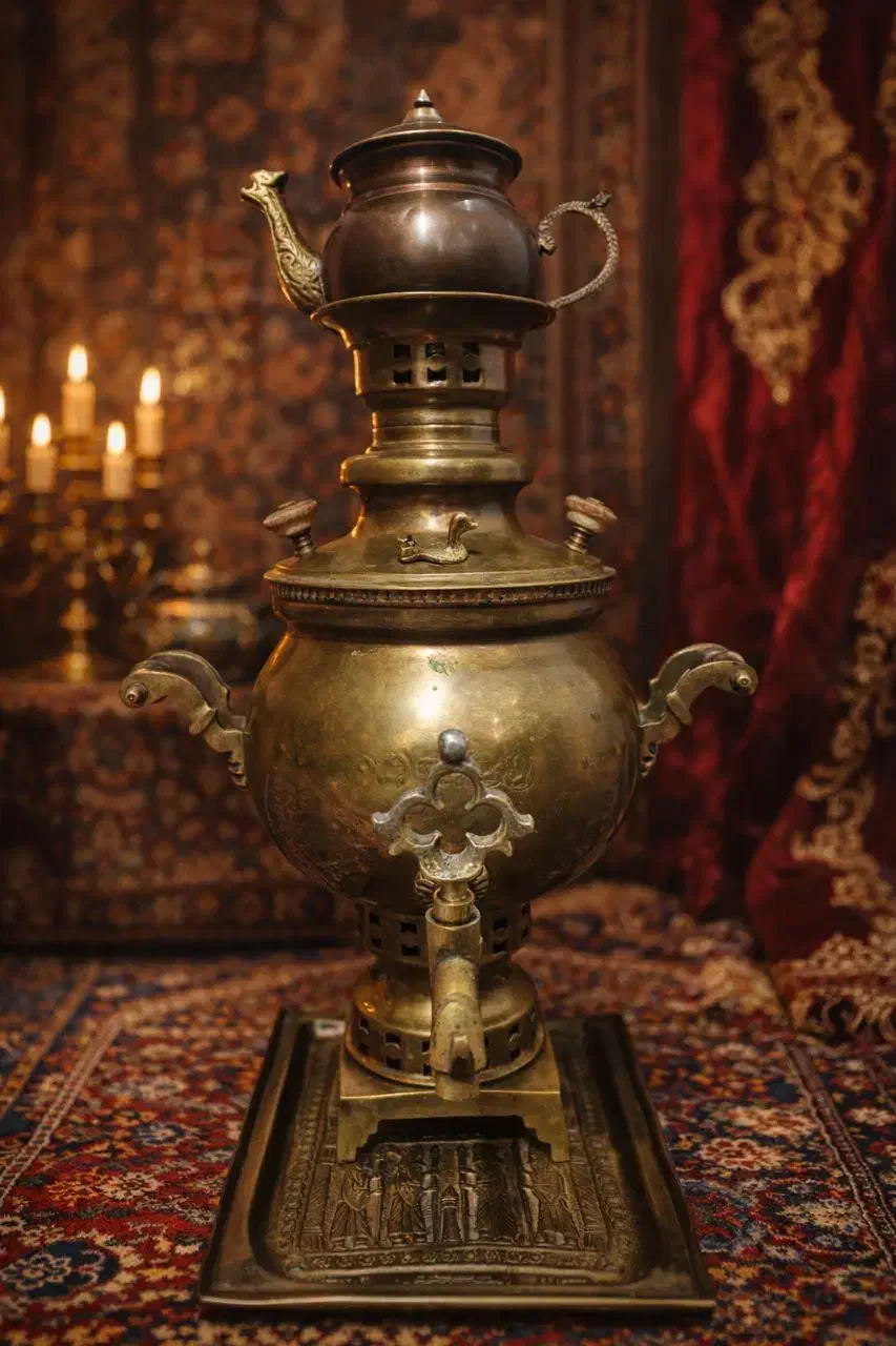 سماوربرنجی‌ذغالی۲لیتری‌مهردار|کلکسیون اشیاء عتیقه|ری, حمزه‌آباد|دیوار