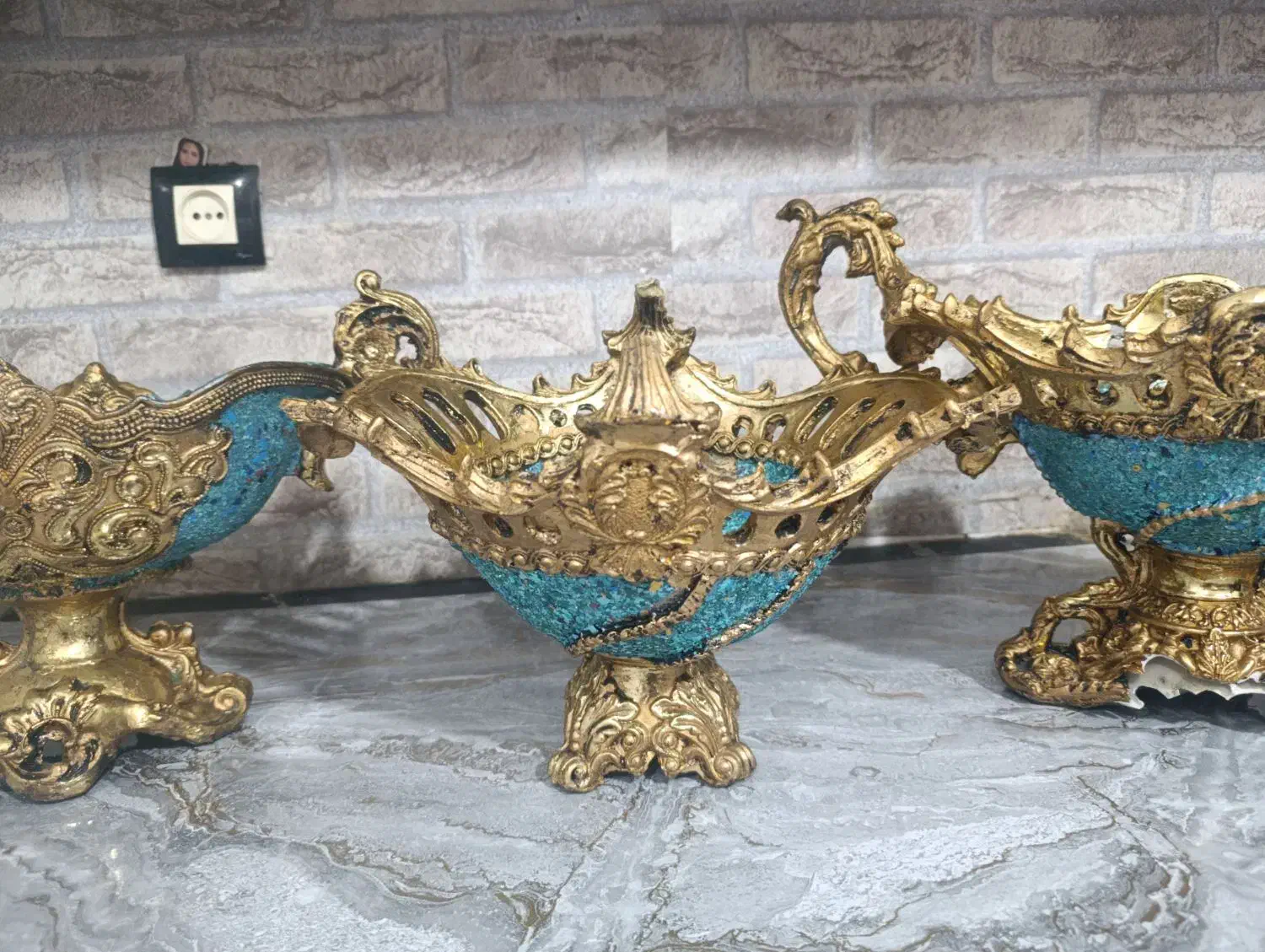 سه عدد ظرف تزیینی|صنایع دستی و سایر لوازم تزئینی|شاهین‌شهر, خانه کارگر|دیوار