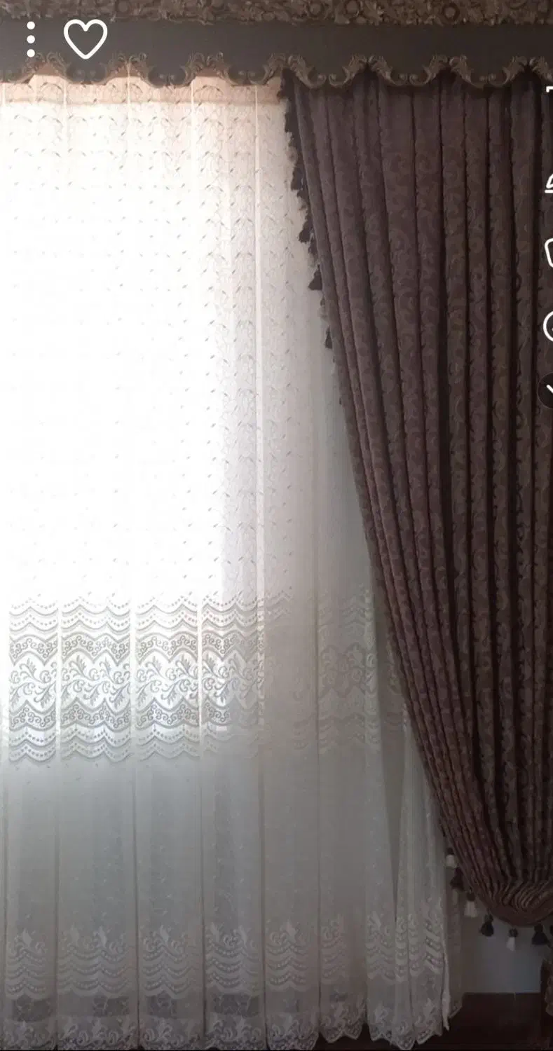 پرده پذیرایی همراه با والان کتیبه زیر پرده|پرده، رانر، رومیزی|پارسآباد, |دیوار