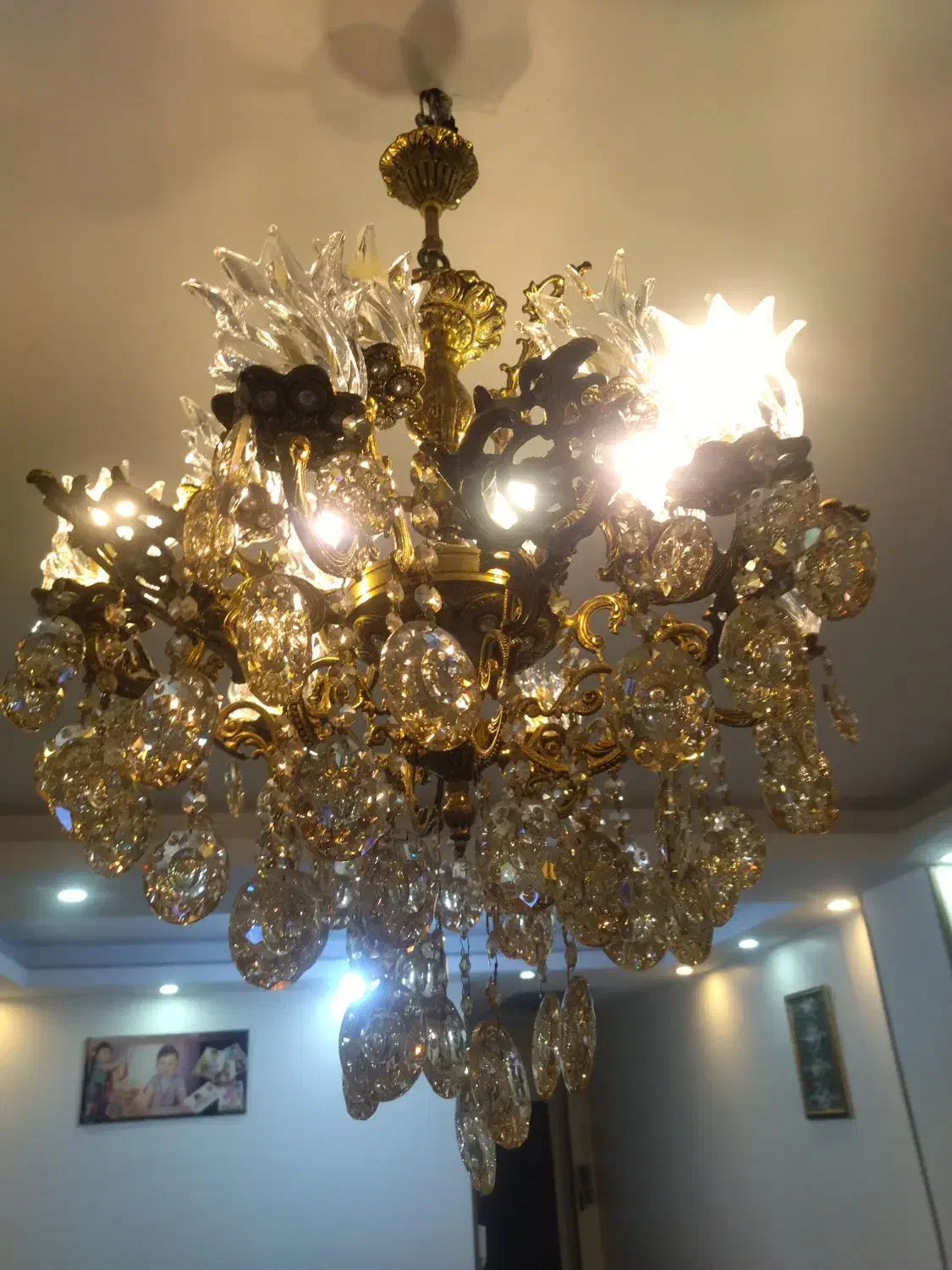 لوستر تمام برنج سنگین 6 شاخه 12 لاله|لوستر و چراغ آویز|تهران, بروجردی|دیوار