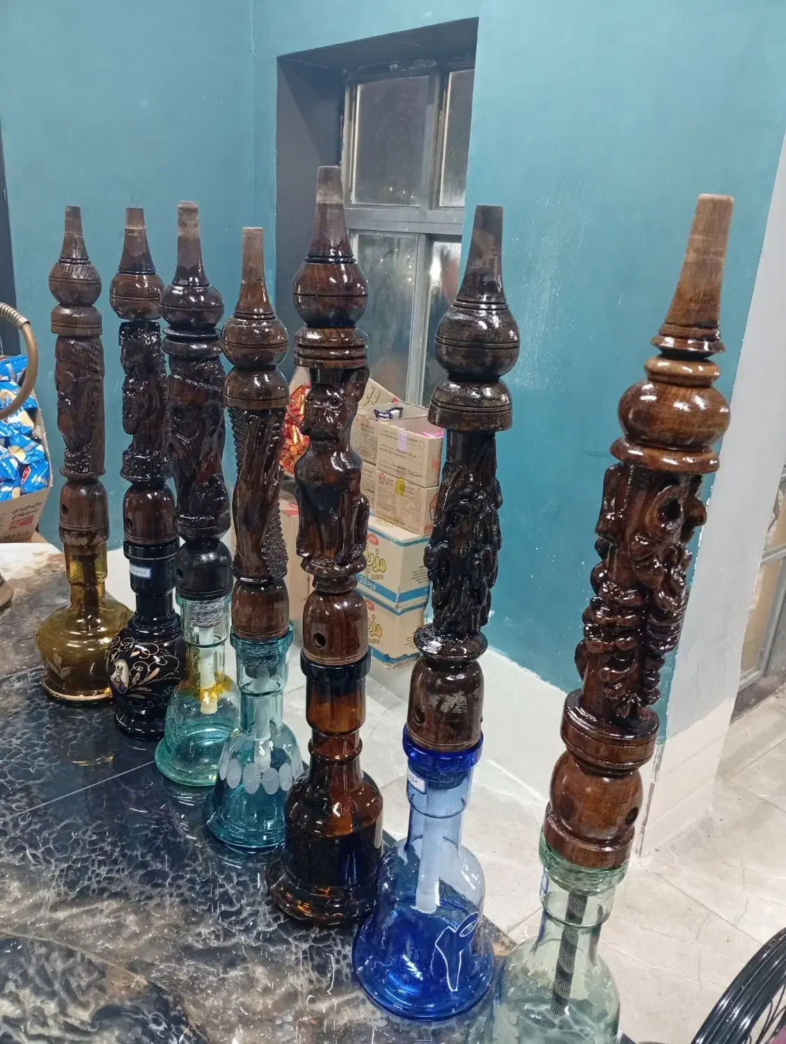 قلیان دست دوم چوبی عربی اصل تو پر|کلکسیون و سرگرمی|نقده, |دیوار