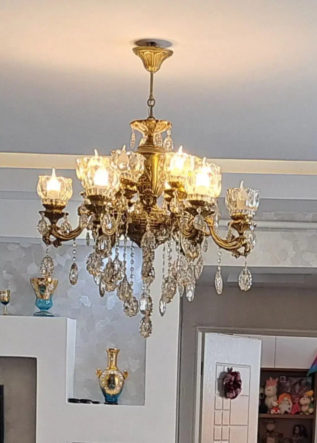 لوستر برنجی|لوستر و چراغ آویز|قزوین, |دیوار