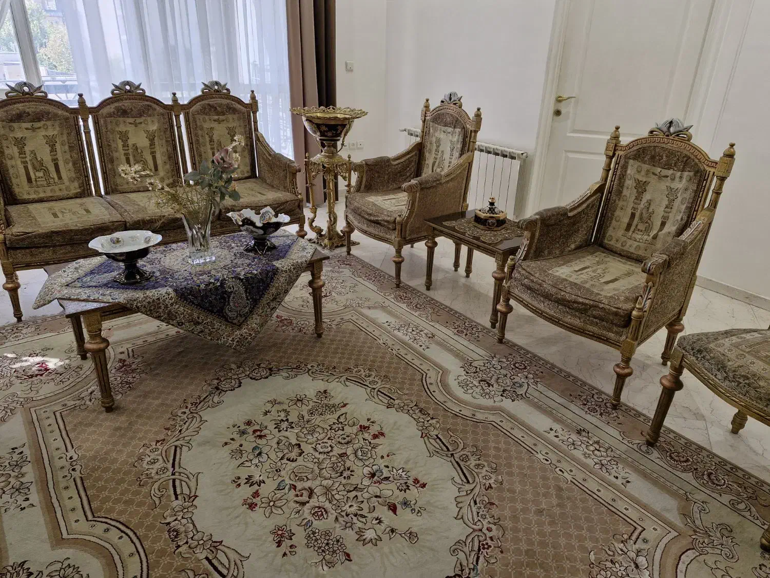 مبلمان استیل مدل کاجی ۷ نفره با ناهارخوری ۸ نفره|مبلمان خانگی و میز عسلی|تهران, قیطریه|دیوار