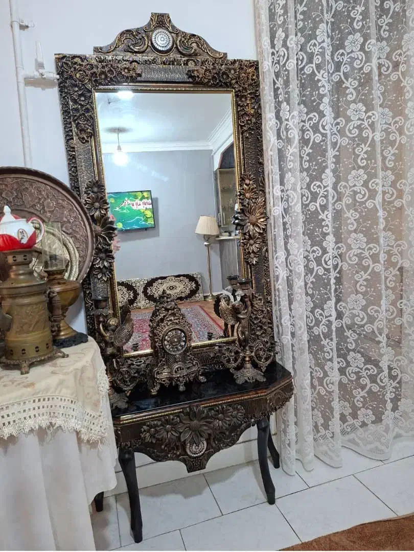 اینه کنسول همراه با شمدان و ساعت|بوفه، ویترین، کنسول|گرگان, |دیوار