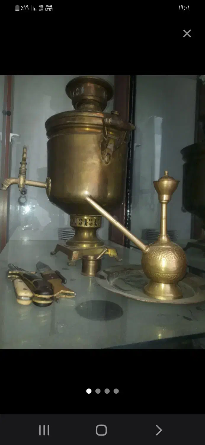 سماور ذغالی قدیمی|کلکسیون اشیاء عتیقه|شیروان (خراسان), |دیوار