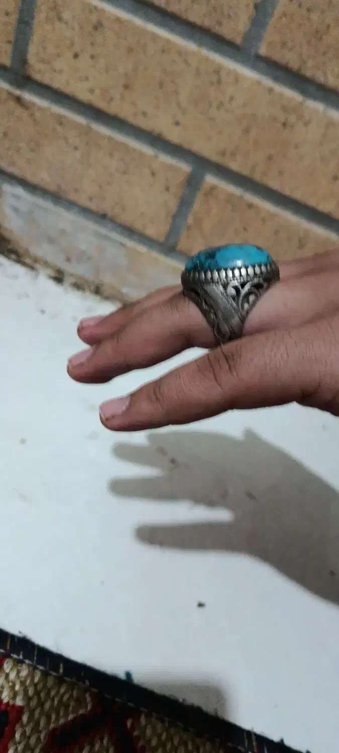 انگشتر فیروزه قدیمی رکاب نقره|جواهرات|لاهیجان, بازکیاگوراب|دیوار