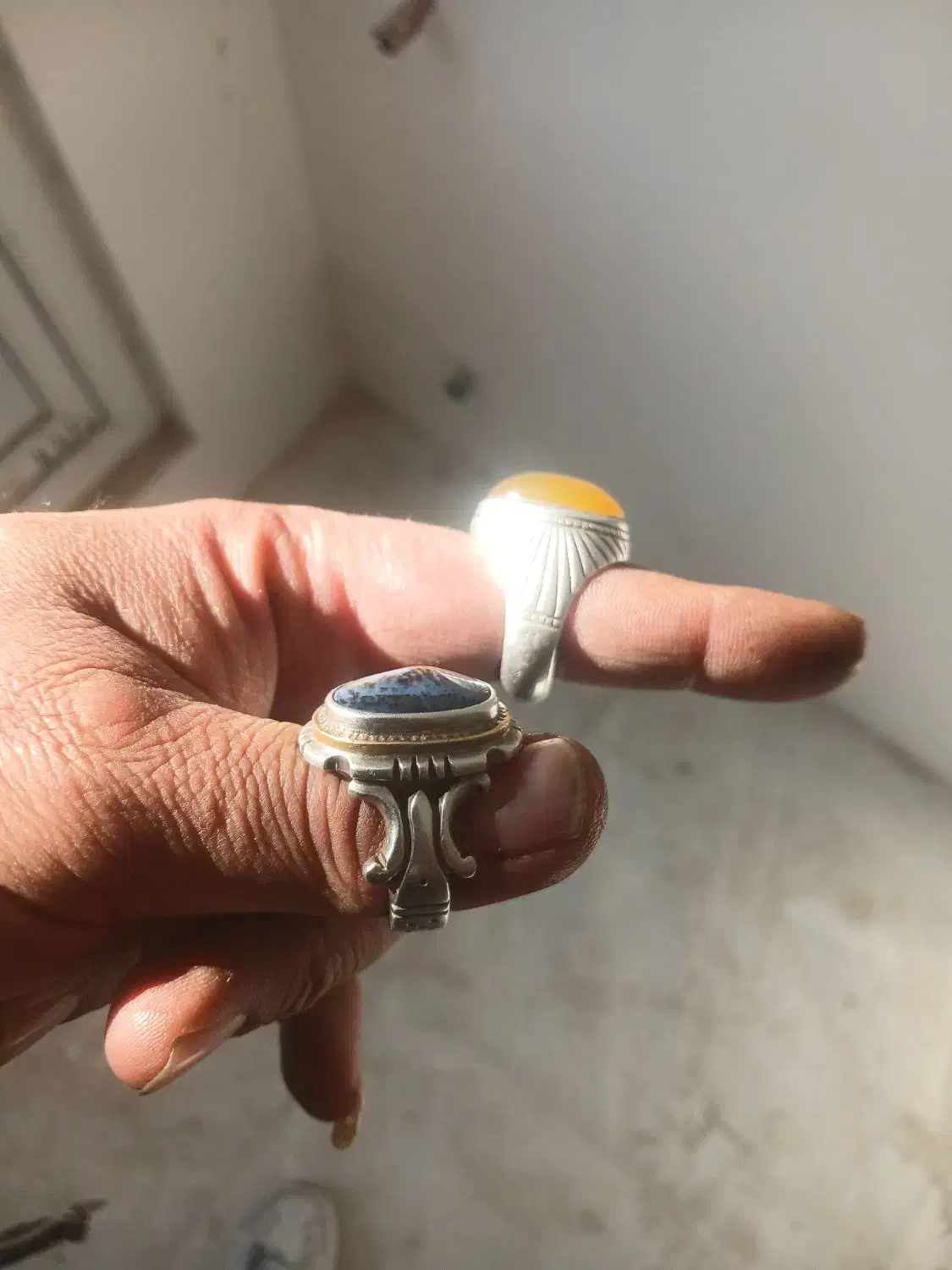 فروش ۲عددانگشترشجروعقیق آبدار کاره دست|جواهرات|ملایر, |دیوار