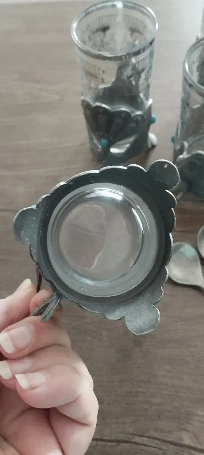 لیوان چای با قاشق .پیوتر نقره کوب|کلکسیون اشیاء عتیقه|رشت, کوی حسینی|دیوار