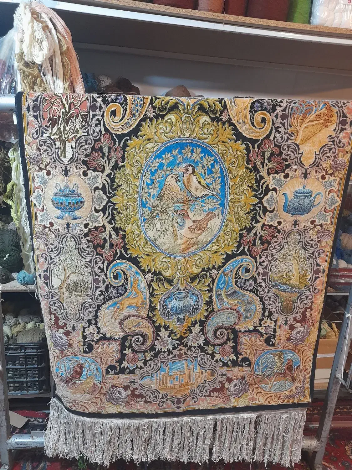 ریزبافت ابریشم|فرش|کرمانشاه, |دیوار