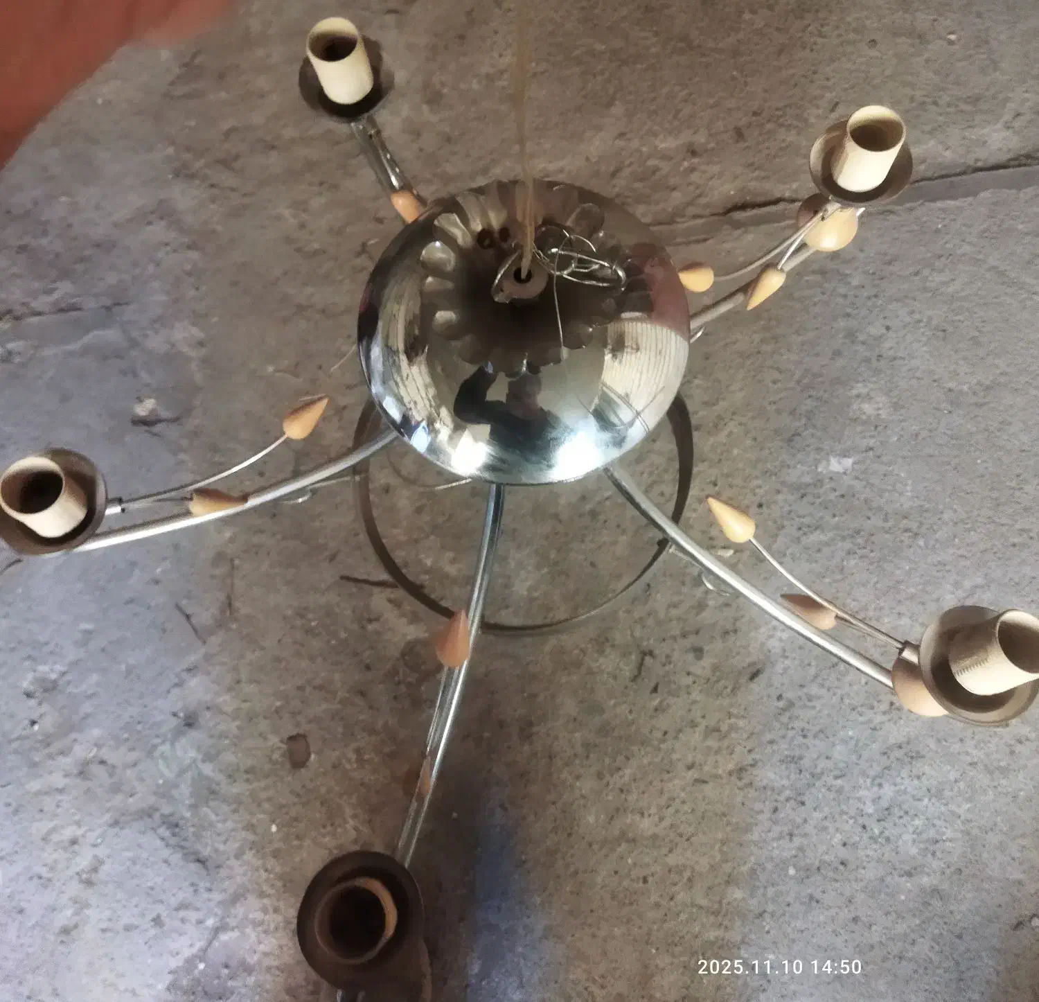 لوستر چهار شاخ استیل|لوستر و چراغ آویز|میانه, |دیوار