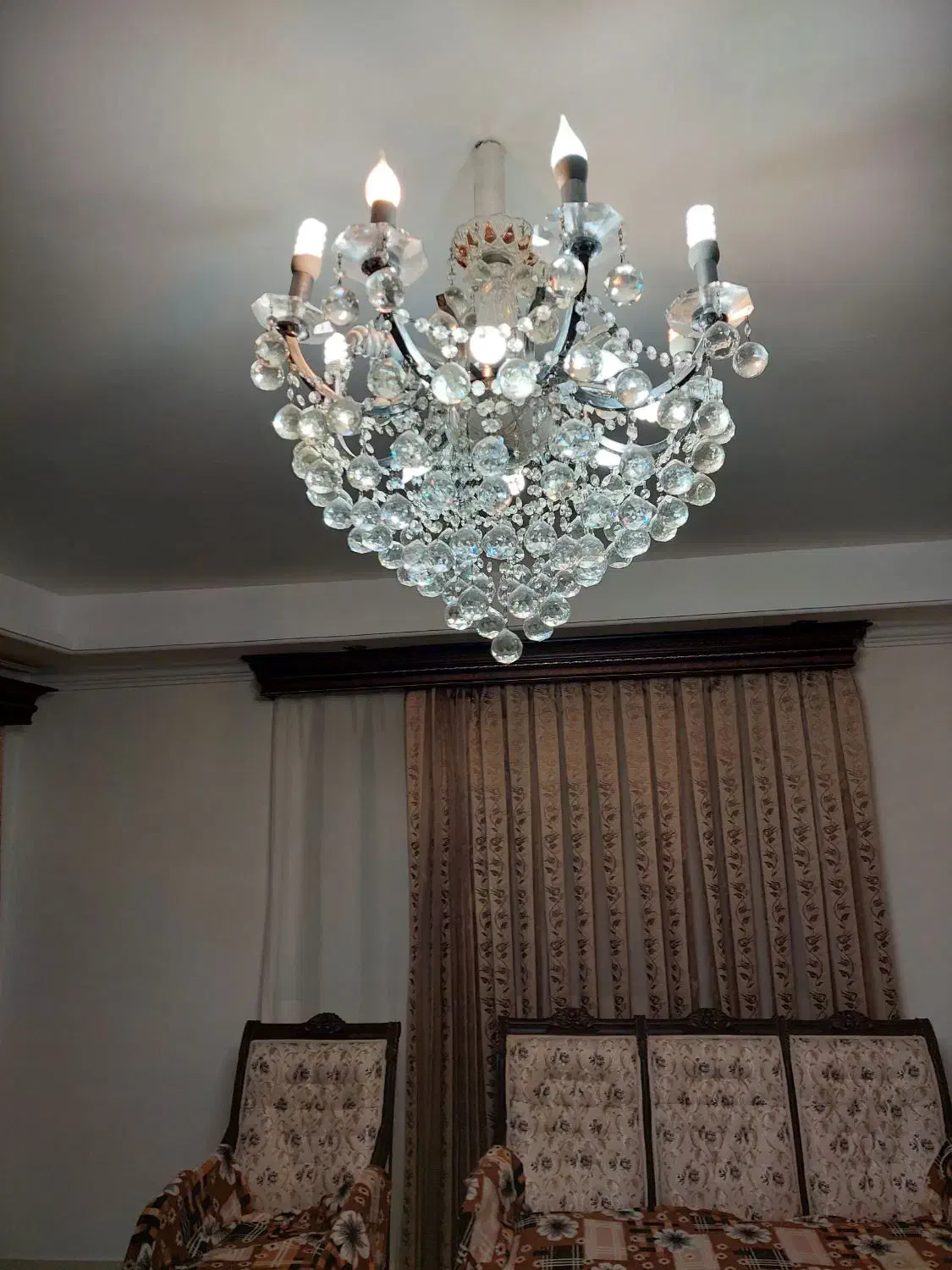 لوستر کریستال سقفی و جفت دیوارکوب|لوستر و چراغ آویز|گرگان, |دیوار