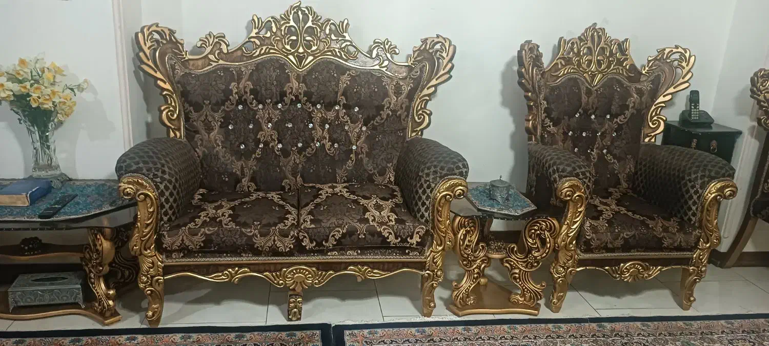 مبل سلطنتی۹ نفره|مبلمان خانگی و میز عسلی|تهران, خزانه|دیوار