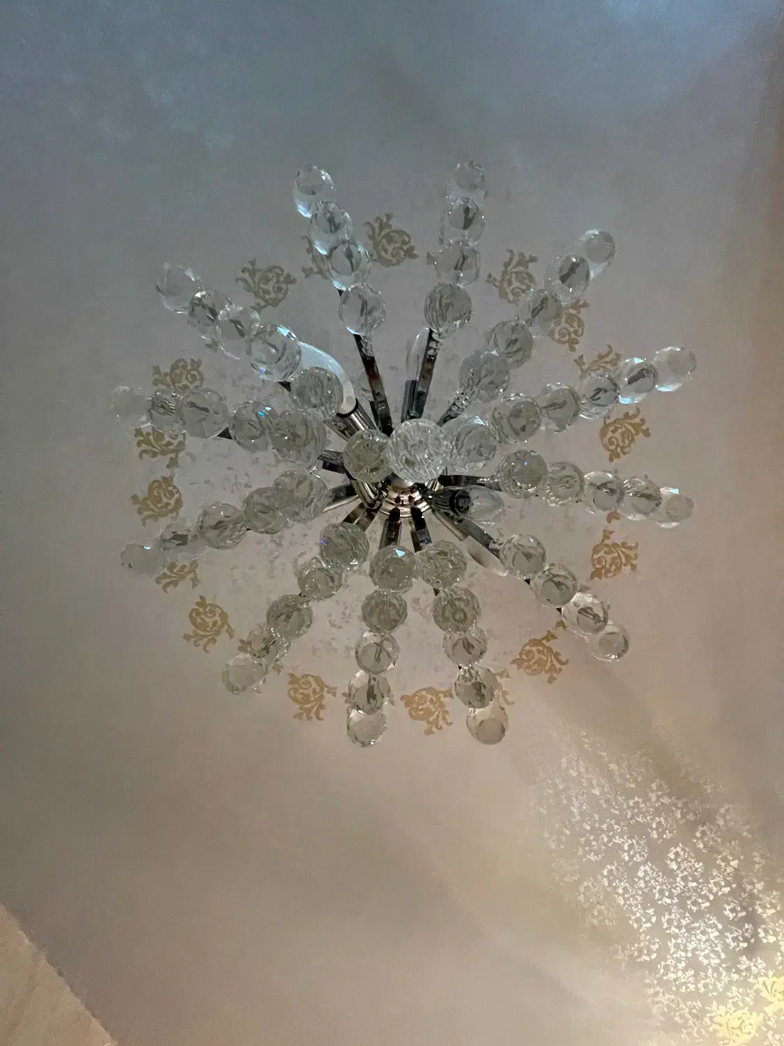 یک جفت لوستر استیل با توپیهای شیشه ای|لوستر و چراغ آویز|اردبیل, |دیوار