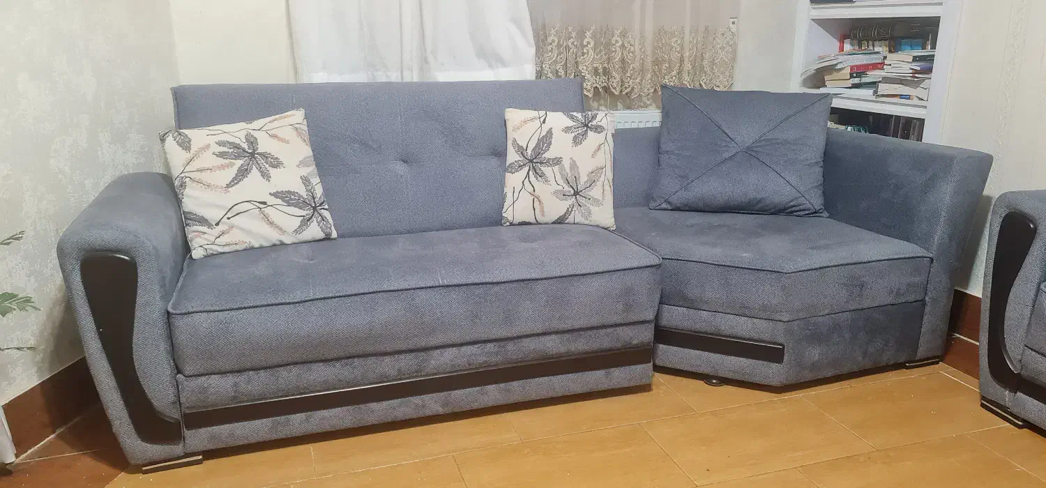 مبل راحتی ال شکل تخت خواب شو چوب و فلز|مبلمان خانگی و میز عسلی|شاهین‌شهر, مخابرات (شهید بهشتی)|دیوار