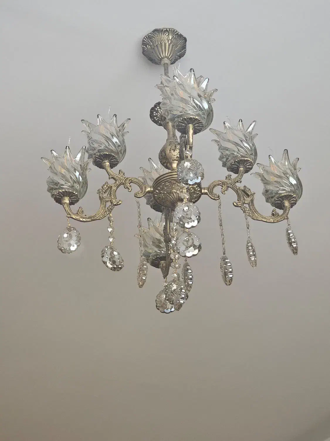 لوستر برنجی ۴ شاخه ۸ شعله|لوستر و چراغ آویز|تهران, دریاچه شهدای خلیج فارس|دیوار