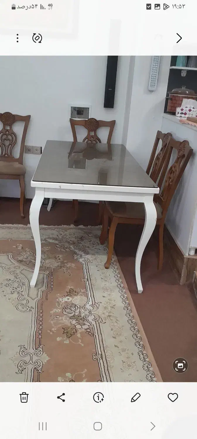 میزنهارخوری کاملا سالم۶نفره باشیشه بدون صندلی|میز و صندلی غذاخوری|رشت, گلباغ نماز|دیوار