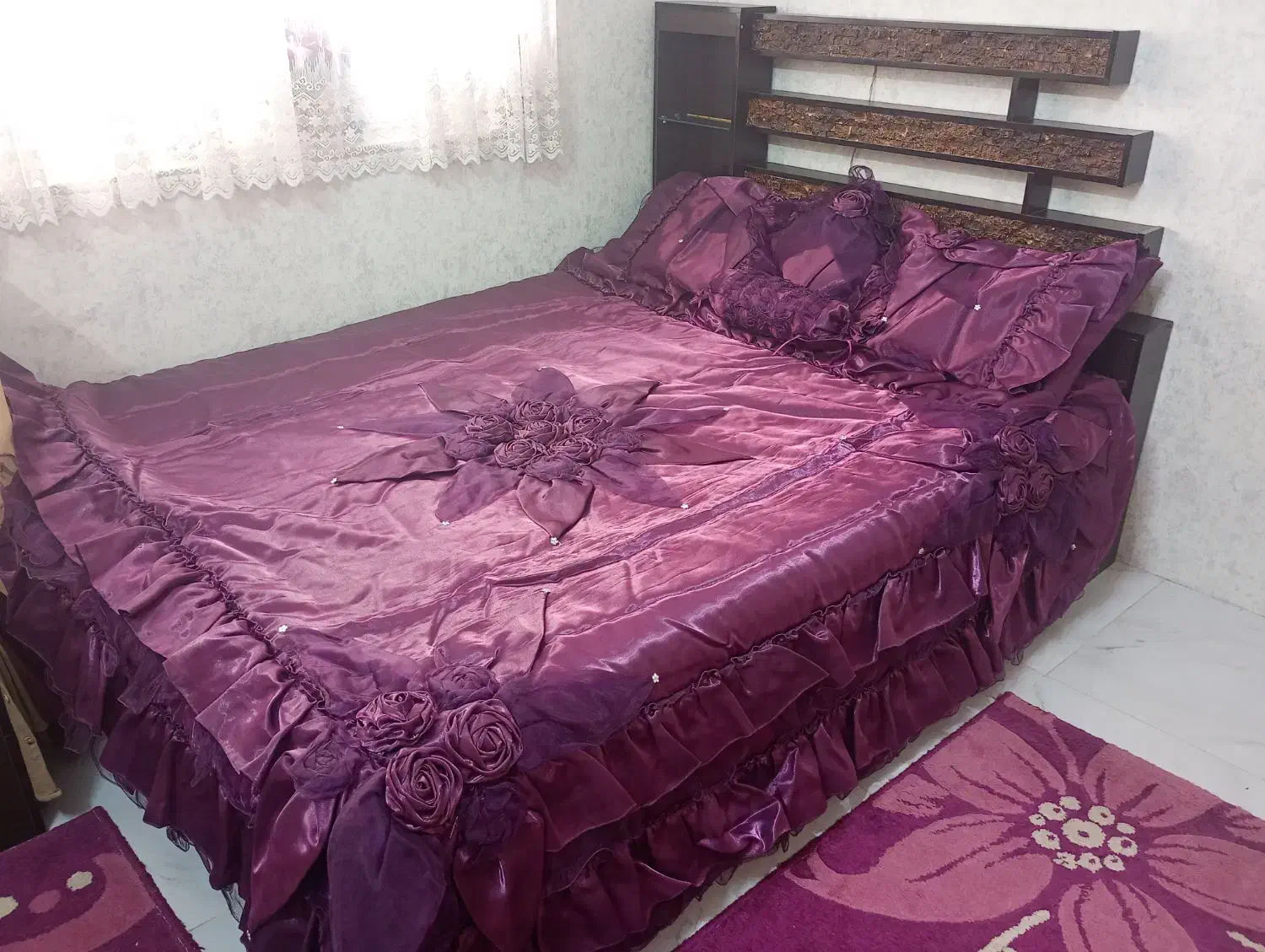 رو تختی ساتن 5 تکه در حد نو واقعی|سرویس روتختی|تهران, افسریه شمالی|دیوار